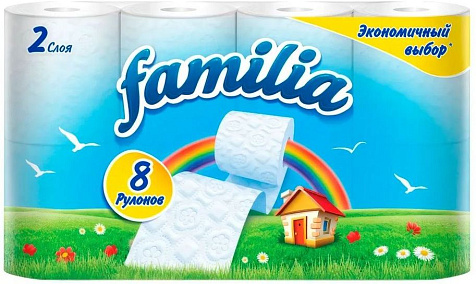 Бумага туалетная Familia Радуга 2сл 8шт купить в СОМ