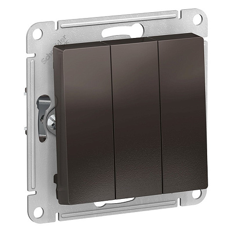 Механизм выключателя ATLAS DESIGN, 3 клавиши, 10 А, мокко купить в СОМ