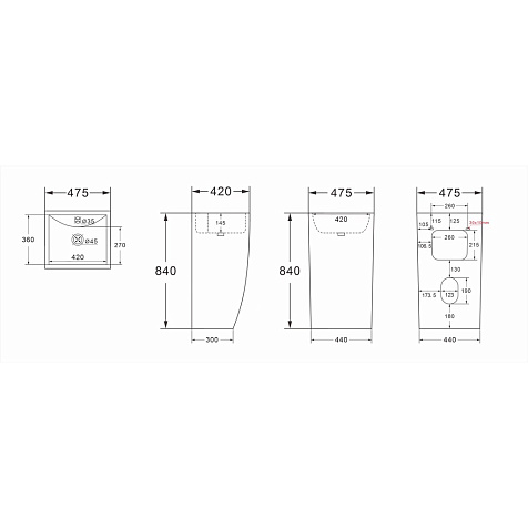 Раковина напольная Azario Comella AZ-314 480 х420 х830 мм, отдельностоящая купить в СОМ
