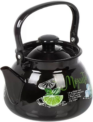 Чайник 3,0л эмалированный Мохито черный купить в СОМ