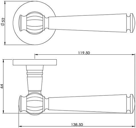 Ручки дверные на тонкой круглой накладке BUSSARE VASO A-41-50 BLACK купить в СОМ
