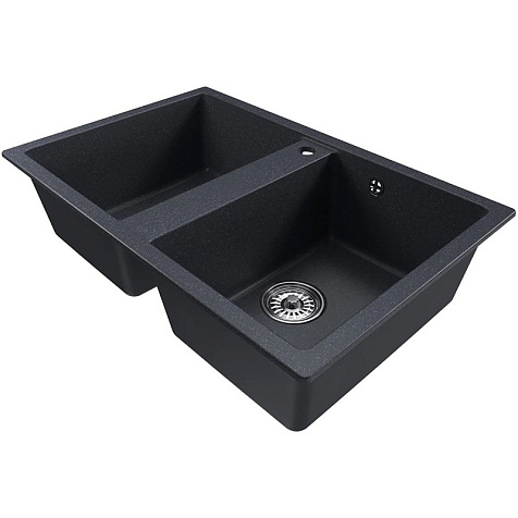 Мойка каменная Mixline ML-GM23, 770 х550 х190 мм, врезная, антрацит купить в СОМ