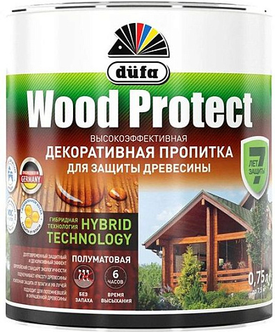 Пропитка защитно-декоративная Dufa WOOD PROTECT, дуб, 0.75 л купить в СОМ