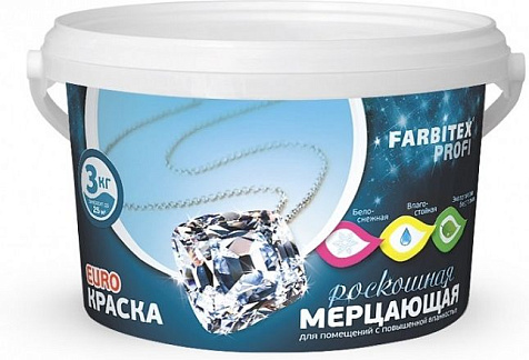 Краска акриловая Farbitex Profi Shine, влагостойкая, мерцающая, 7 кг купить в СОМ