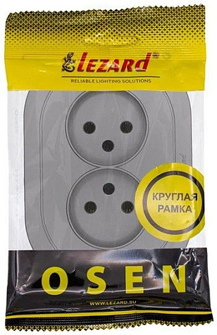 Механизм розетки  LEZARD OSEN Осень 2 гнезда, без заземления,  круглая, серый матовый купить в СОМ